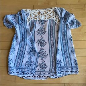Lace short sleeve sweater
